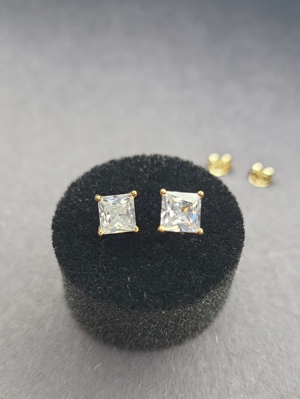 4mm Princess Cut CZ Stud Earrings